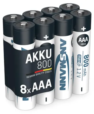 Produktbild von ANSMANN Akku Micro AAA 800 mAh 1,2V Ni-MH, 8 Stück