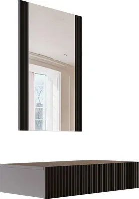 Produktbild von Premolo - Garderobenschrank, 80x42x97h cm Schwarz, Spiegel Inklusive