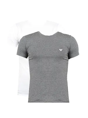Produktbild von EMPORIO ARMANI Herren T-Shirt 2er Pack Halbarm Rundhals Stretch Baumwolle Artikel 111267 2F720, EUR S - CN 165/88A - BR P - MX CH, Cotone 95%,Elasthan 5%