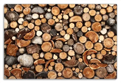Produktbild von Wallario Frühstücksbrettchen aus Glas 20 x 30 cm mit rutschfesten Füßen, Motiv Dunkler Holzstapel rund