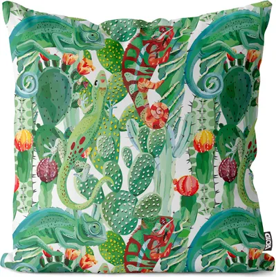Produktbild von VOID Chamäleon Kaktus Urwald Kissenbezug Kissenhülle Polyester wasserfest Outdoor Indoor