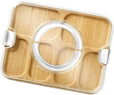 Produktbild von Servierplatte mit Deckel und Fach – Käse, Wurst, Snacks – 30,7 x 8,6 x 8,6 cm – Weiß