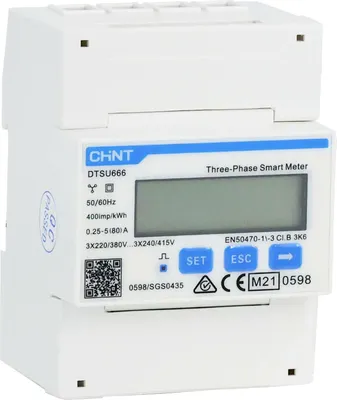 Produktbild von ChiliTec 23897 Drehstromzähler - Smartmeter DTSU666 MID geeicht 3-phasig 80A, 230-400V, 4TE