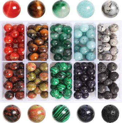 Produktbild von 170 Natürliche 10mm Edelsteine für DIY Schmuck Basteln & Auffädeln