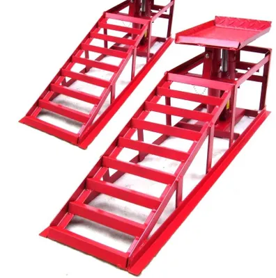 Produktbild von 2 x PKW Auffahrrampe höhenverstellbar Rampe 55337 Wagenheber 2t 2000kg Hebebühne