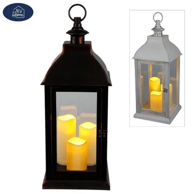 Produktbild von Laterne mit Flackereffekt LED-Kerzen Windlicht Kerzenhalter Timer