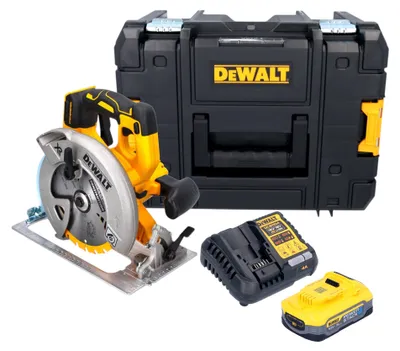 Image de DeWalt DCS 570 H1T Scie circulaire portative sans fil 18 V 184 mm Brushless + 1x batterie Powerstack 5,0 Ah + chargeur + TSTAK