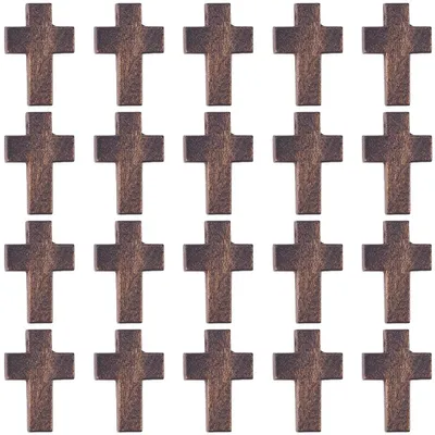 Productafbeelding van Houten kruisbedeltjes - 100 stuks mini-kruisjes van natuurlijk hout - Voor het maken van sieraden en decoratie