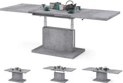Produktbild von All4All Couchtisch Asti Betonoptik, Kaffeetisch , Wohnzimmertisch , Höhenverstellbar , mit Einlegeplatten , Ausziehbar , Sofatisch , 120x70cm