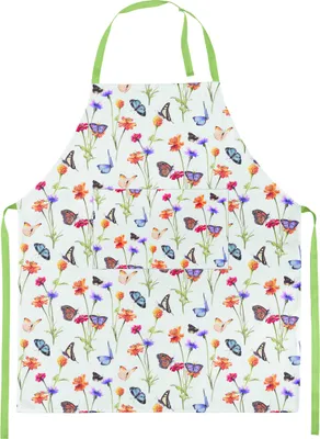 Imagen del producto de Delantal de cocina con diseño de jardín de mariposas, 85 x 70 cm