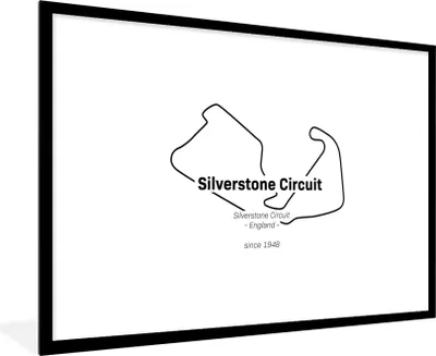 Produktbild von MuchoWow® Gerahmtes Poster Formel 1 - Silverstone - Rennstrecke 90x60 cm - Poster mit Schwarzem Bilderrahmen Wandposter Rahmen Foto Bilder - Wanddekoration - Fotos