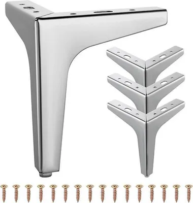 Productafbeelding van Moderne metalen meubelpoten, driehoekige vervangingspoten voor banken, kasten en stoelen (10 cm)