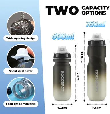 Produktbild von ROCKBROS Trinkflasche Auslaufsicher, Fahrradflasche für Radfahren, Wasserflasche Einhandöffnung Sichere Verriegelung, Gym, Braun
