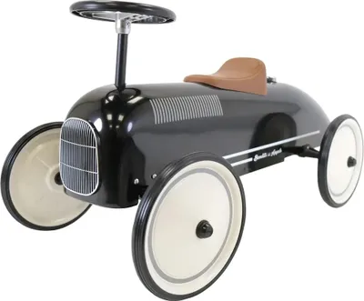 Produktbild von Bandits & Angels Metall Rutschauto Oldtimer Retro Schwarz ab 1 Jahr für Jungen und Mädchen – Laufauto für Kinder Retro Black – für drinnen und draußen