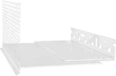 A white construction profile with a grid pattern and a perforated strip.