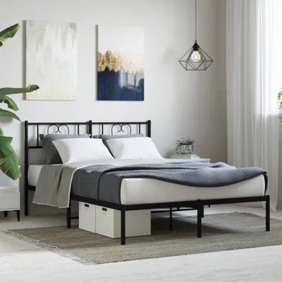 Produktbild von Cloris Designermöbel Bettgestell mit Kopfteil Metall Schwarz 160x200 cm 2024 Neu
