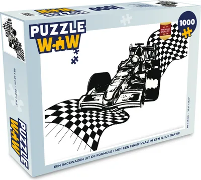 Obrázek produktu pro MuchoWow MuchoWow® Puzzle 1000 ks Závodní vůz Formule 1 s cílovou vlajkou na ilustraci