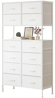 Produktbild von Hochschrank mit 12 Schubladen - Stoffschrank - Metallrahmen - Platzsparendes Design
