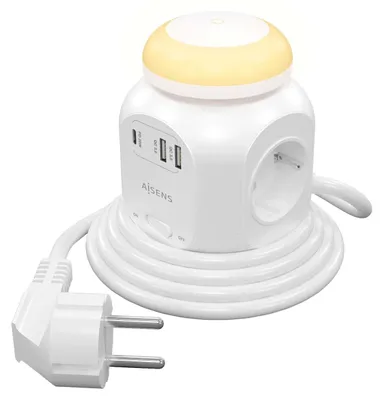 Produktbild von AISENS ASPS-2A1CLPQ02-W, 1,8 m, Drinnen, Typ F, Typ F, 1 mm², Weiß