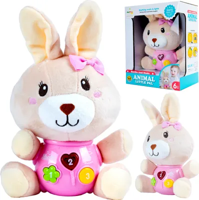Image de Malplay Lapin en peluche interactif avec lumières et musique - À partir de 3 ans