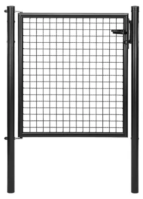 Image de Alberts 600976 : Portail individuel en grillage ondulé, finition noir mat, largeur 100 cm, hauteur 100 cm