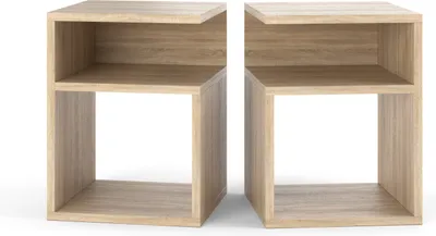Produktbild von Nachttisch 2er SET Eiche Sonoma - Nachtschrank - Nachtkommode - Modern Möbel ohne Schubladen für Ihr Schlafzimmer - Klein Kommode 41cmx32cmx30