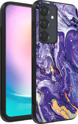 Produktbild von Smartphonica Handytasche für Samsung Galaxy A24 4G mit Marmordruck - TPU Rückseite Fall Marmor Design - Gold Lila