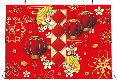 Zdjęcie produktu dla Tło Fotograficzne Orientalne Czerwone Lampiony 240x180 cm Azjatyckie
