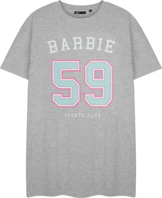 Immagine prodotto di Barbie - Camicia da notte "59 Sports Club" da donna a maniche corte NS8538 (M) (grigio screziato)