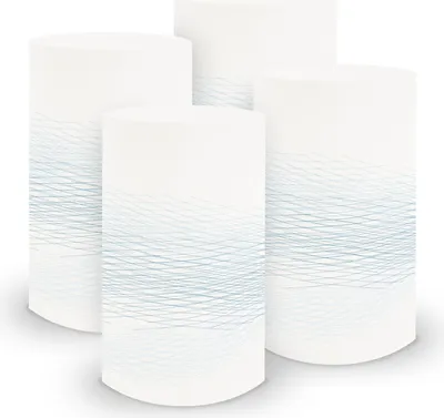 Produktbild von itenga 6x Windlicht klein Linien weiß blau / nordic blue, 10,0 cm