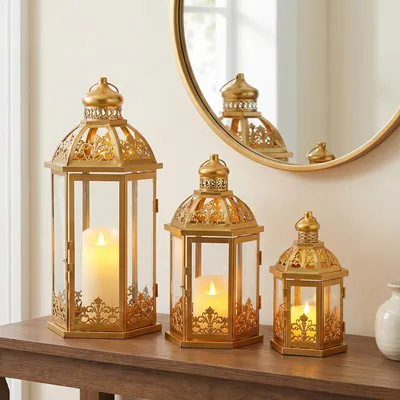Productafbeelding van Set van 3 decoratieve lantaarns Vintage Hangende Lantaarn