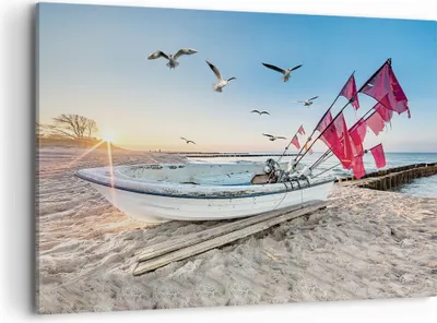 Produktbild von Bild auf Leinwand - Leinwandbild - Einteilig - £ódŸ Küste Möwen - 120x80cm - Wand Bild - Wanddeko - Wandbilder - Leinwanddruck - Bilder - Wanddekoration - Leinwand bilder - Wandbild - AA120x80-4779