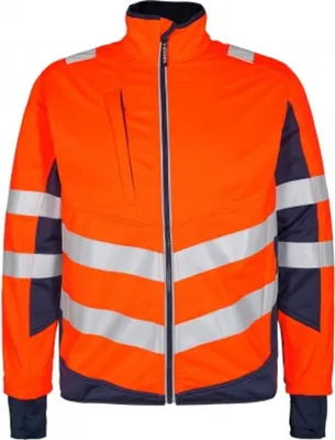 Produktbild von F. Engel Safety Softshelljacke, Orange/Blue ink, Gr. 4XL