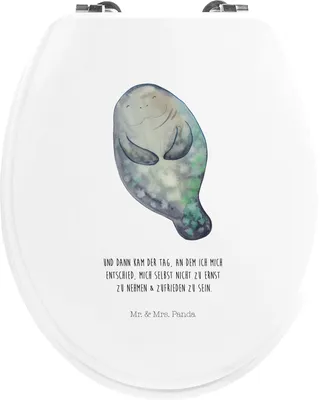 Produktbild von Mr. & Mrs. Panda Klobrille Seekuh Happy - Weiß - Geschenk, Freundin, Meer, Respekt, Neuanfang, Selbstliebe, WC Deckel, Klodeckel, Achtsamkeit, klo, Brille, Sitz