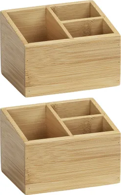 Produktbild von WENKO 2er Set Bambus Organizer Terra 3 Fächer Box Aufbewahrung Bad Küche WC Büro