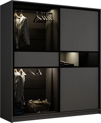 Produktbild von BETTSO Verglaster zweitüriger Schiebeschrank NIGHT mit LED-Beleuchtung