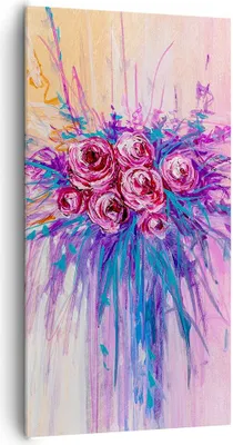 Produktbild von Bild auf Leinwand - Leinwandbild - Einteilig - Blumenstrauß Blumen Rosen - 65x120cm - Wand Bild - Wanddeko - Wandbilder - Leinwanddruck - Bilder - Wanddekoration - Leinwand bilder - PA65x120-4465
