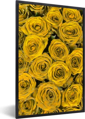 Produktbild von MuchoWow® Gerahmtes Poster Rosen - Blumenstrauß - Gelb 20x30 cm - Poster mit Schwarzem Bilderrahmen Wandposter Rahmen Foto Bilder - Drucken - Bilder Poster im Rahmen