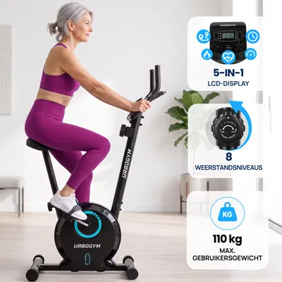 Productafbeelding van URBOGYM BAY BLUE Hometrainer, Magnetische Fitnessfiets, 8 Weerstandsniveaus, Vliegwiel 3 kg, Max. 110 kg, Blauw