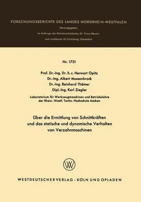 Obrázek produktu pro Über die Ermittlung von Schnittkräften und das statistische und dynamische Verhalten von Verzahnmaschinen