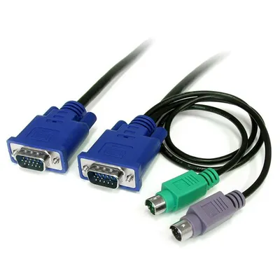 Produktbild von StarTech.com 1,8m 3-in-1 PS/2 VGA KVM Kabel, 1,8 m, PS/2, PS/2, VGA, Schwarz, 2 x PS/2