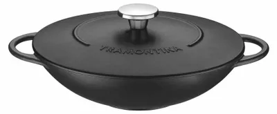 Produktbild von Tramontina Trento 20907-032 Wokpfanne, 32 cm max. Durchmesser, Gusseisen/Gussaluminium, Induktionsherd-geeignet, inkl. Deckel