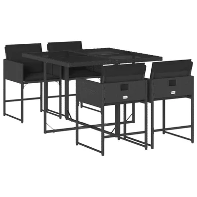 Produktbild von 5-tlg. Garten-Essgruppe mit Kissen Schwarz Poly Rattan