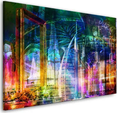 Produktbild von Dubai Pop Art Wandbild LeinwandbildKunstdruck XL Wanddeko: 120x80x4cm