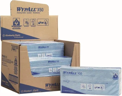 Zdjęcie produktu dla Ściereczki Wypall X50 1-warstwowe 41,6 x 24,5 cm Interfold niebieskie