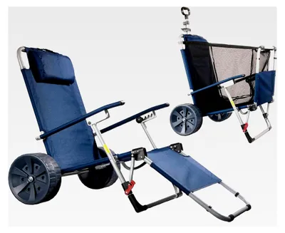 Produktbild von Faltbarer Handwagen und Strandliege mit Rollen, blau