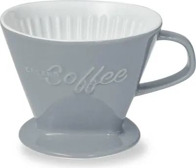 Produktbild von Creano Porzellan Kaffeefilter (Steingrau), Filter Größe 4 für Filtertüten Gr. 1x4, ca. 800gr Gewicht für extrem sicheren Stand, Achtung schwer, in 6 Farben erhältlich