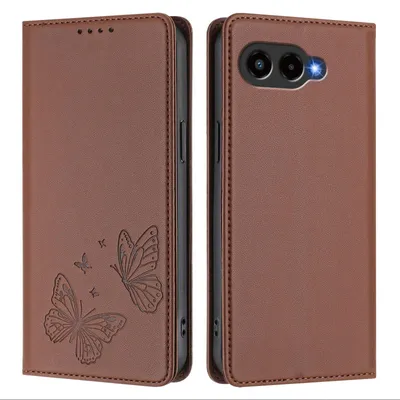 Image de Étui en cuir pour T-Mobile Revvl 8/T Phone 3 5G, motif papillon, étui portefeuille à rabat avec support, marron