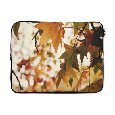 Produktbild von MuchoWow® Laptop Hülle 17 Zoll Laptoptasche Natur - Herbstblätter - Rustikal - Zipper - Schutzabdeckung