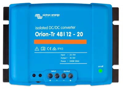 Imagen del producto de Convertidor aislado de corriente continua (DC-DC) de 48/12 voltios, 20 amperios, 240 vatios, con protección IP43